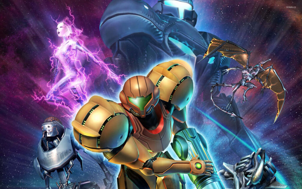 Vibrant Metroid Prime Wallpaper: Samus Aran in Action-Packed Sci-Fi