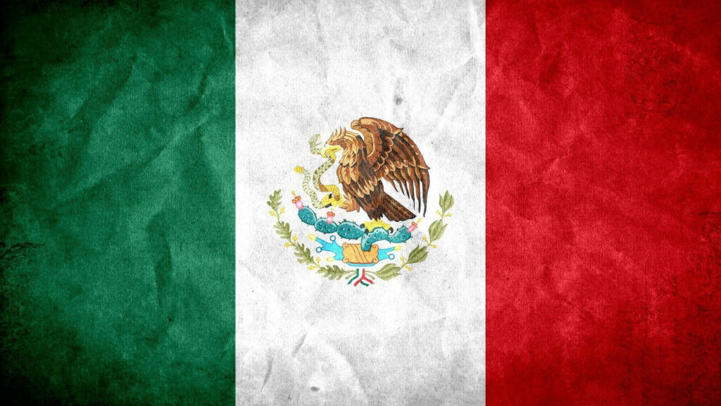 Vibrant Mexico Flag Tapestry Wallpaper - Eagle & Cactus Design