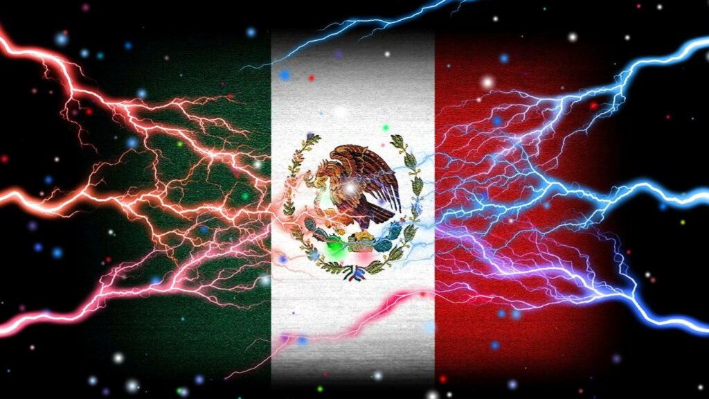 Vibrant Mexico Flag Wallpaper with Electric Red & Blue Effects