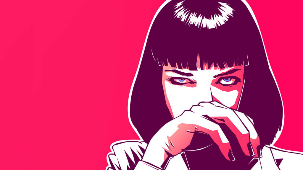 Vibrant Mia Wallace Artwork | Bold Colors & Iconic Look Wallpaper