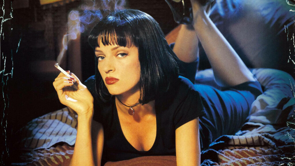 Vibrant Wallpaper of Uma Thurman as Mia Wallace in *Pulp Fiction*