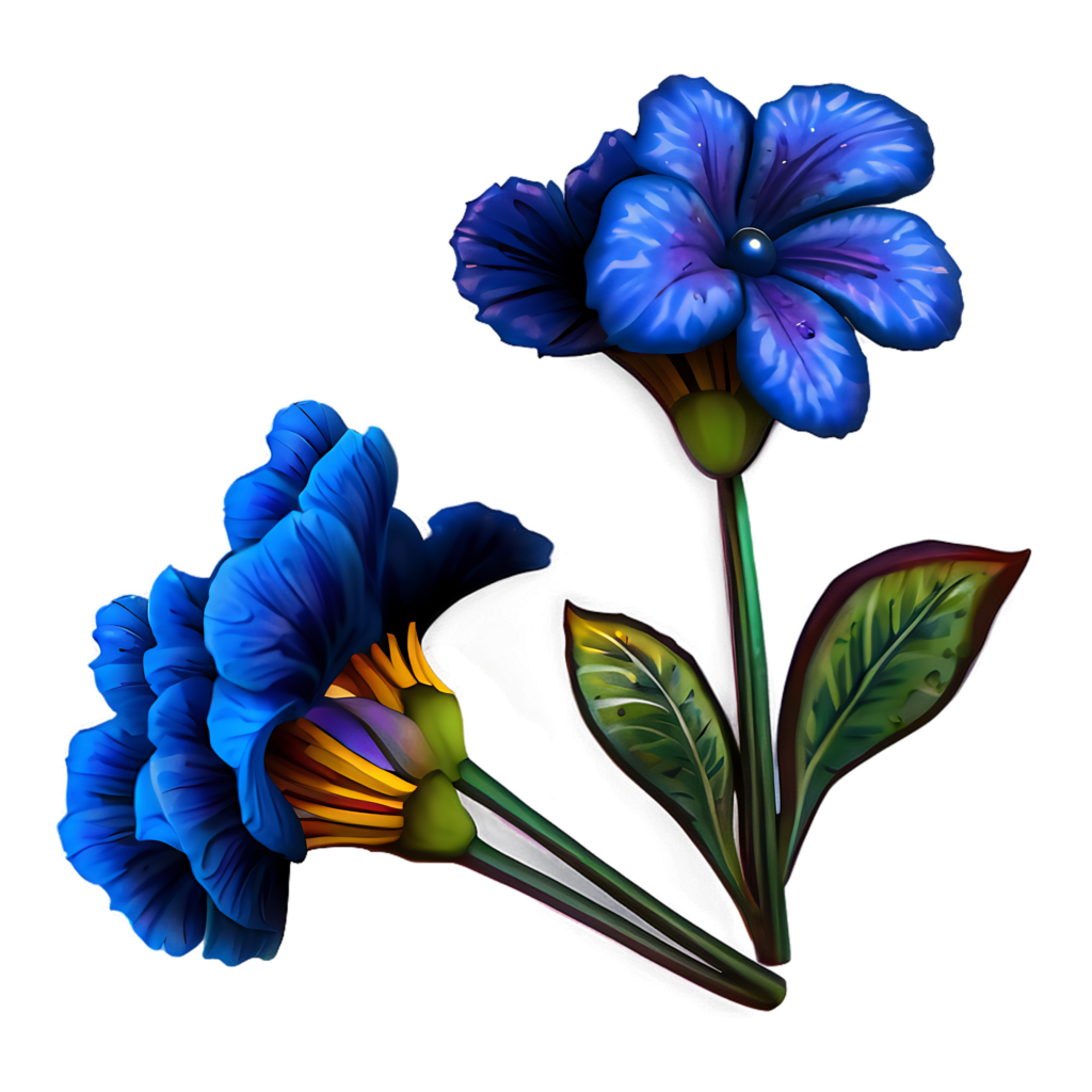 Vibrant Midnight Blue Flower Wallpaper with Glossy Finish