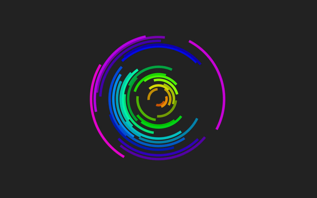 Vibrant Minimalist Circular Pattern Wallpaper on Dark Background