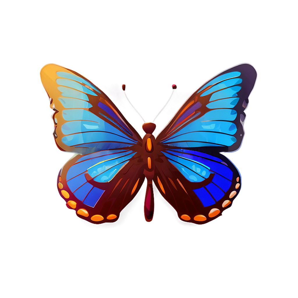Vibrant Blue Butterfly Icon on Glowing Gradient Wallpaper Background