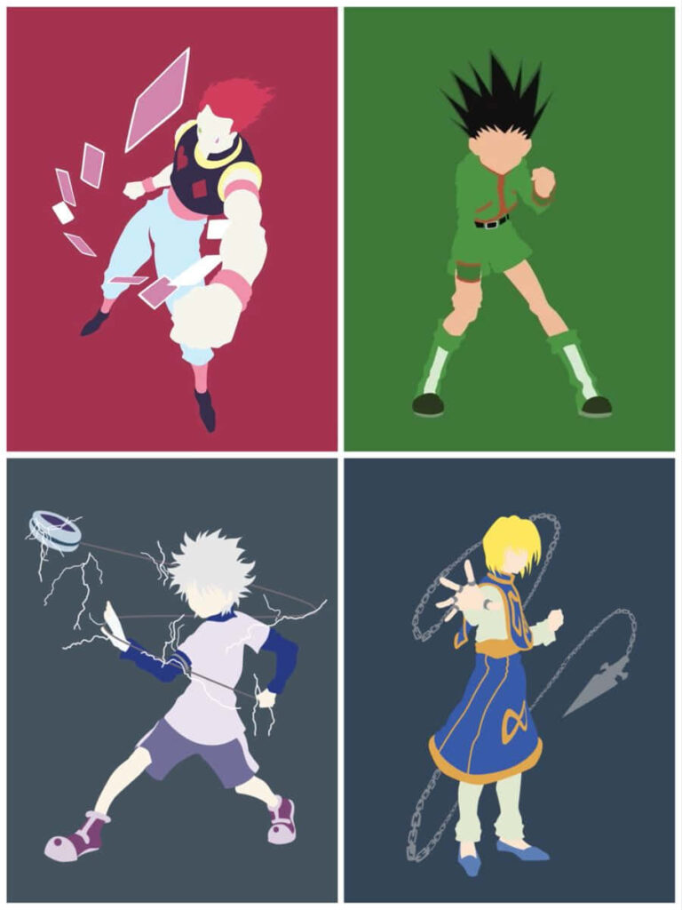 Vibrant Minimalist Hunter X Hunter Wallpaper: Bold Character Silhouettes
