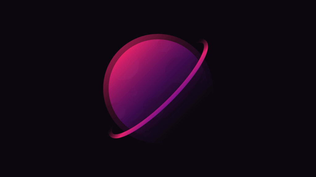 Vibrant Saturn Minimalist Wallpaper on Black Background Design