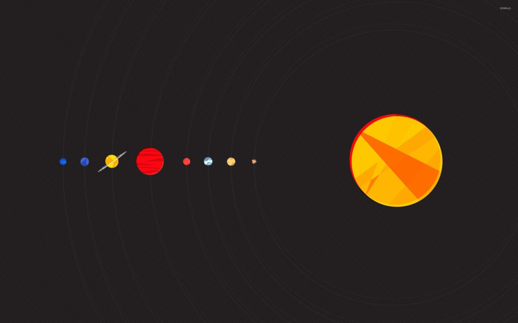 Sleek Minimalist Solar System Wallpaper: Vibrant Geometric Design