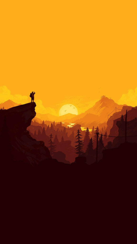 Vibrant Minimalist Sunset Wallpaper for Android: Firewatch Aesthetic
