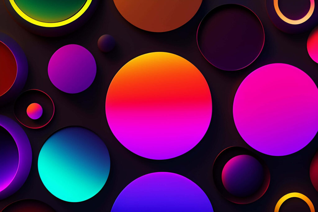 Vibrant Minimalist Wallpaper with Abstract Shapes on Dark Background