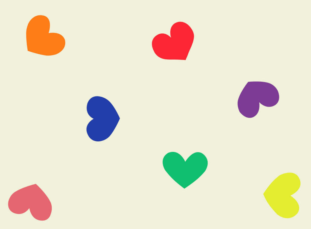 Colorful Hearts Minimalist Wallpaper on Beige Background