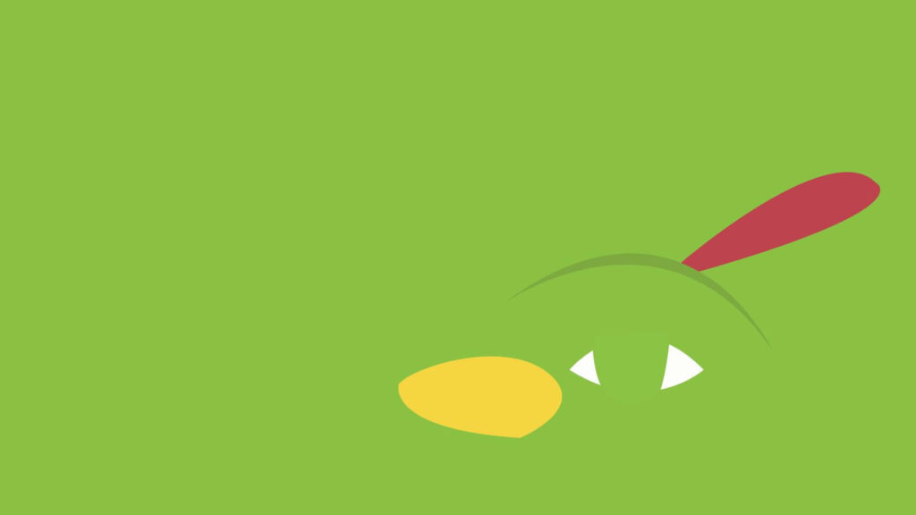 Vibrant Green Xatu Wallpaper: Minimalist Pokémon Art Background