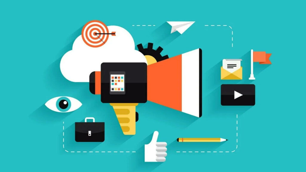 Vibrant Minimalist Wallpaper: Graphic Icons for Content Creation