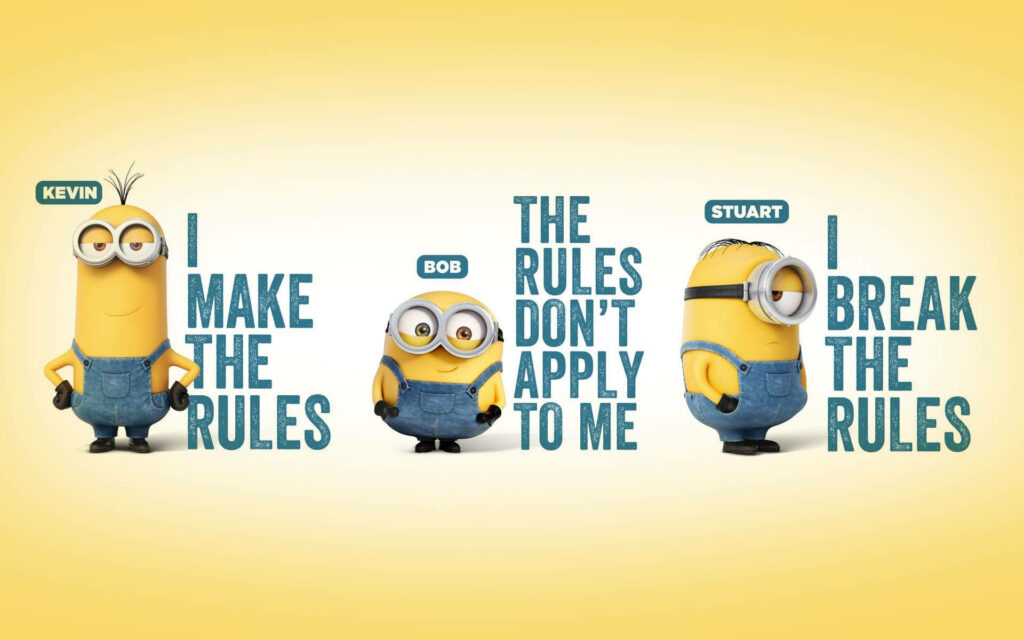 Vibrant Minion Wallpaper: Kevin, Bob & Stuart with Fun Quotes