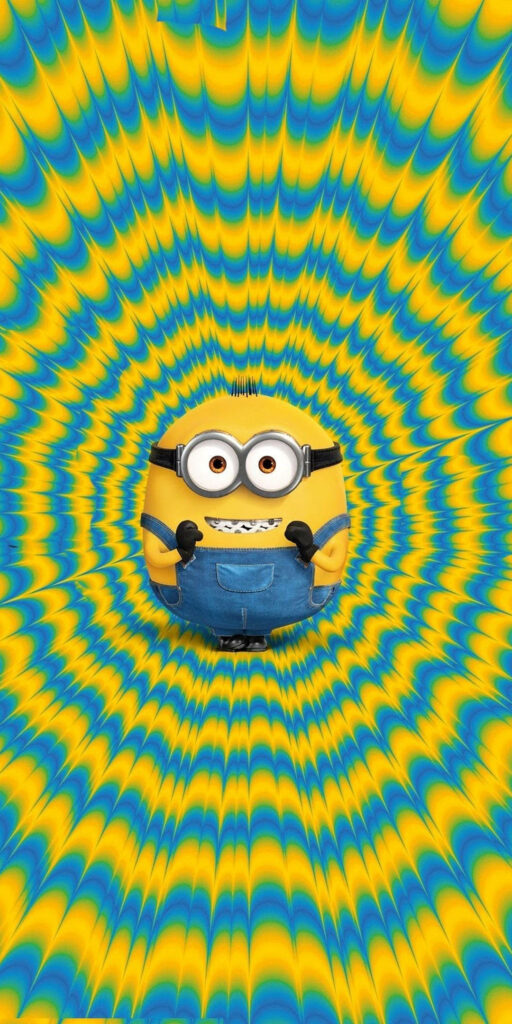 Vibrant Minion Wallpaper: Psychedelic Retro Yellow & Blue Background