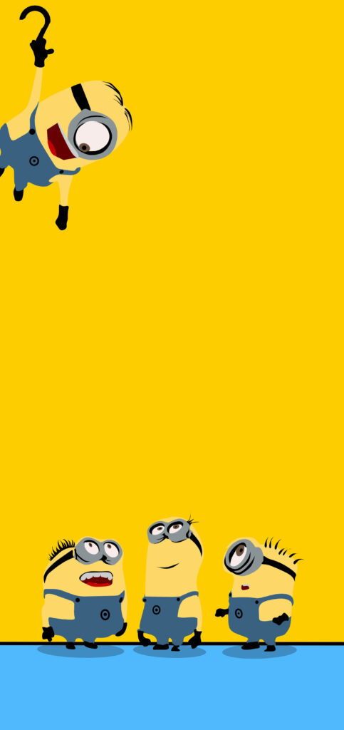 Cheerful Minions Wallpaper: Playful Yellow Background Design