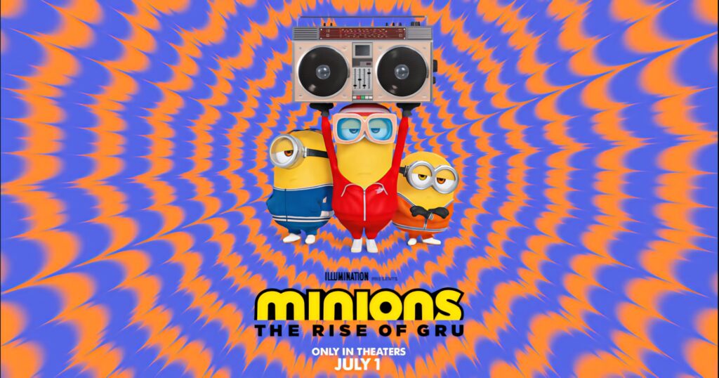 Stylish Minions Wallpaper: Boombox Fun in Vibrant Orange & Blue
