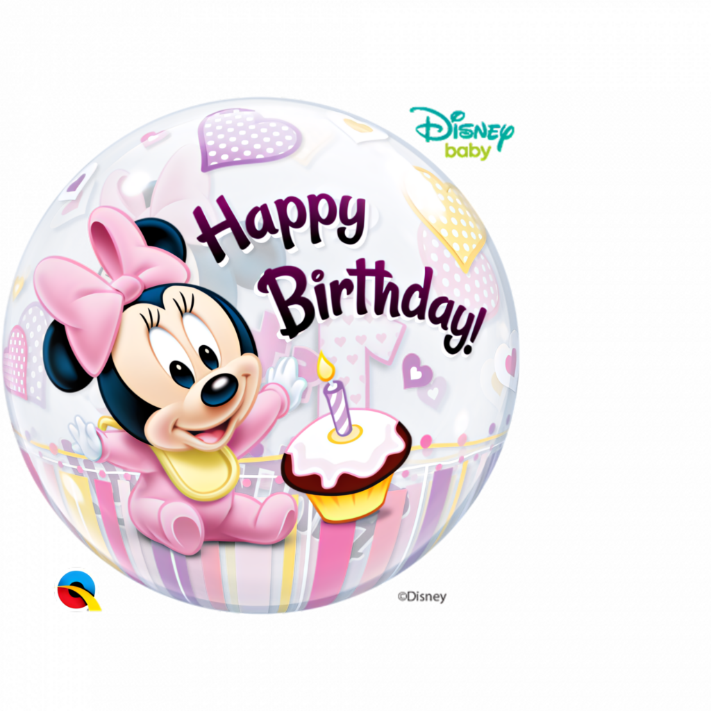 Vibrant Minnie Mouse Birthday Wallpaper with Cupcakes & Hearts