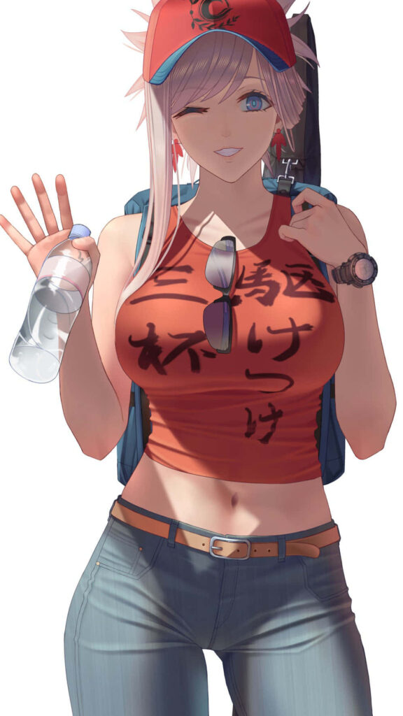 Vibrant Anime Wallpaper of Miyamoto Musashi from Fate/Grand Order