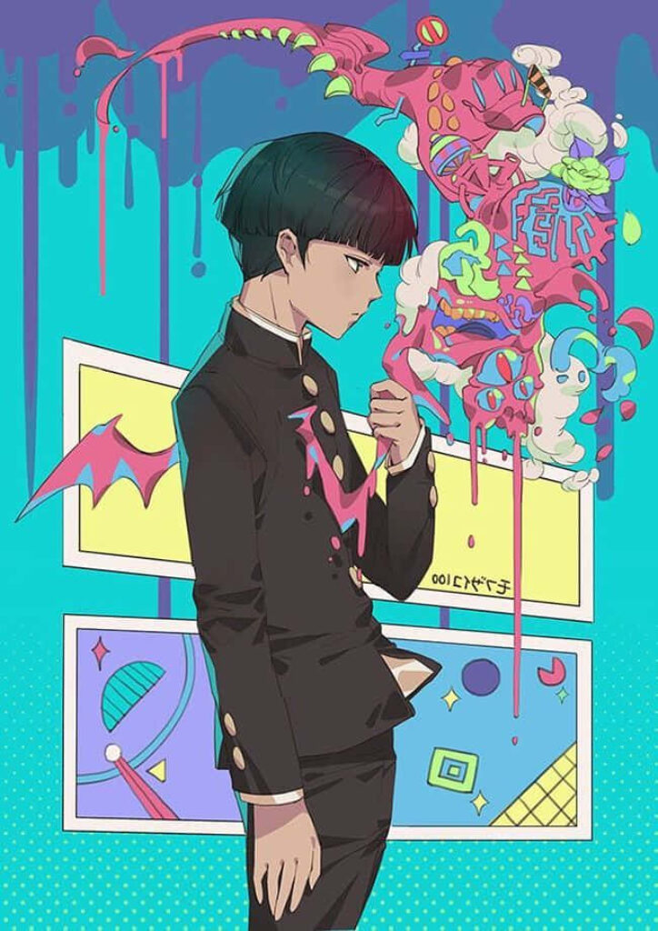 Artistic Mob Psycho 100 Wallpaper: Colorful Psychic Energy Design