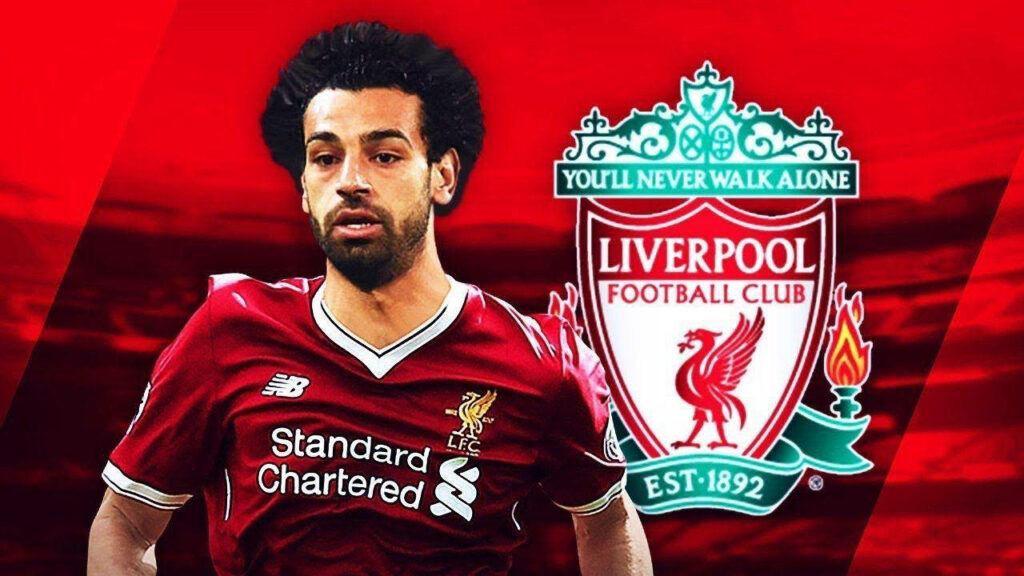 Vibrant Mohamed Salah Liverpool Wallpaper Red Background