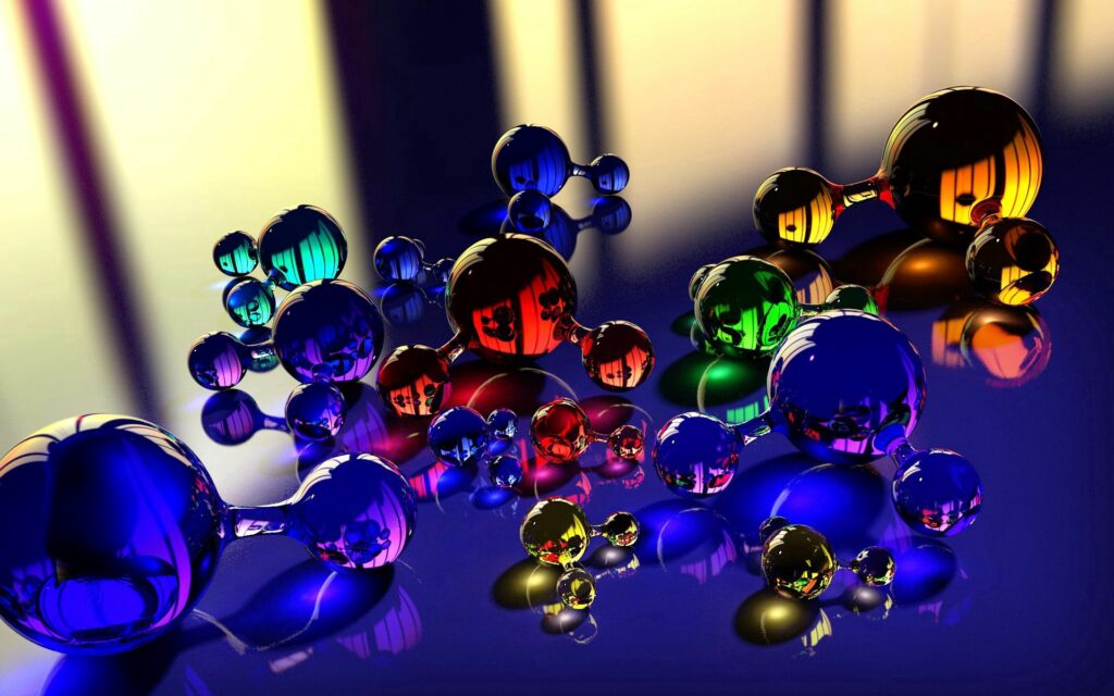Vibrant Molecular Structures Wallpaper - Colorful & Reflective Design