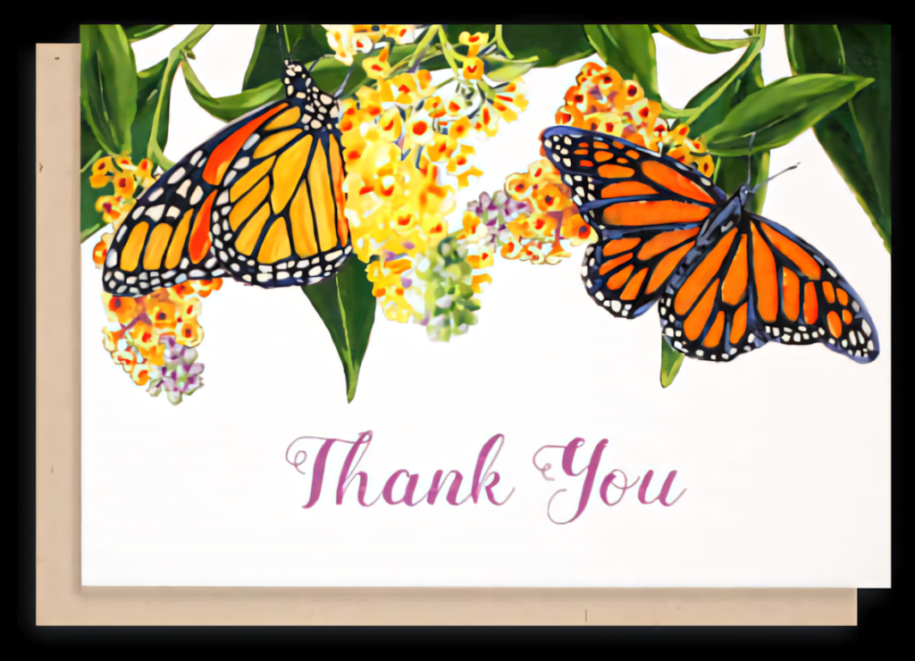 Vibrant Monarch Butterflies Thank You Card Design - Elegant Wallpaper