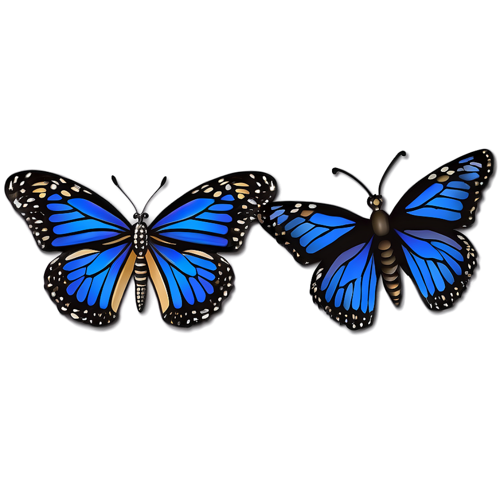 Stunning Blue Monarch Butterflies Wallpaper Design on Deep Blue