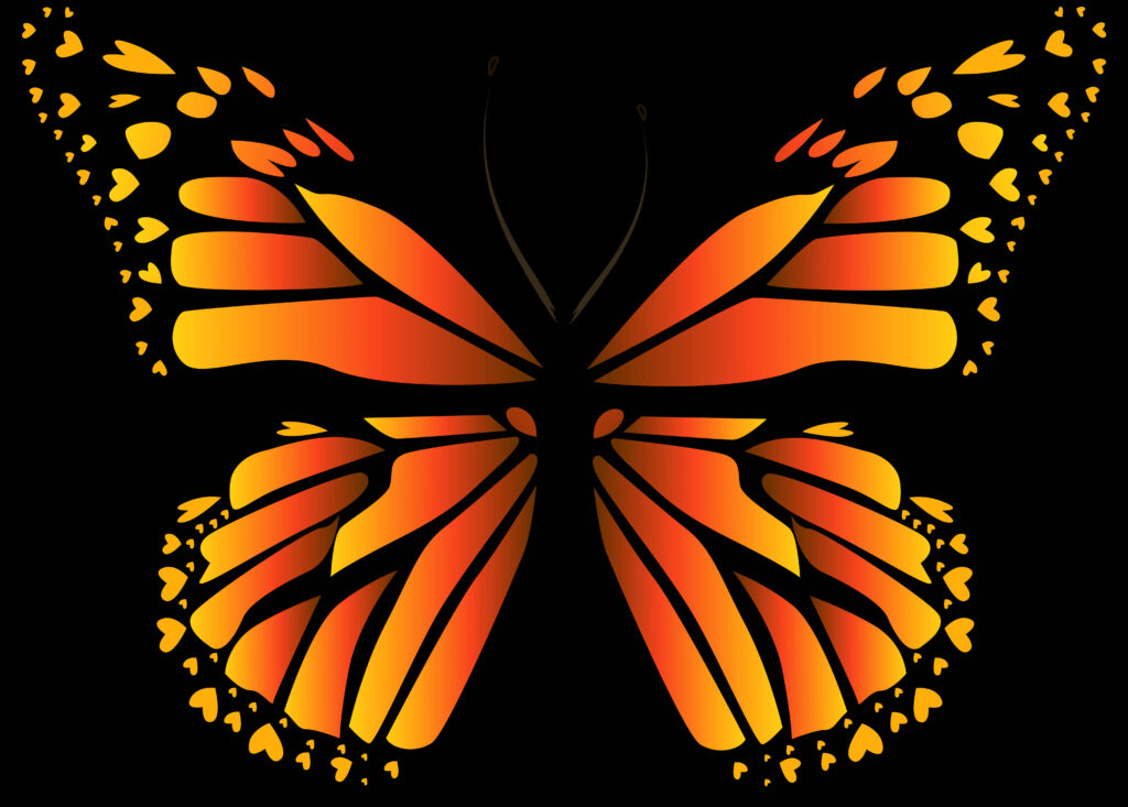 Vibrant Monarch Butterfly Illustration Wallpaper in Bold Orange & Yellow