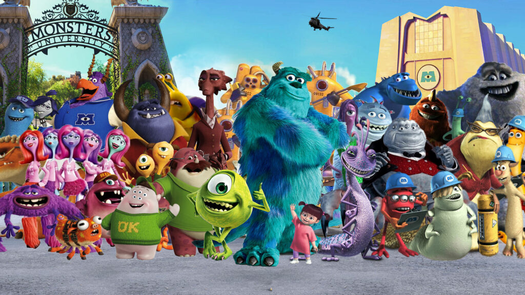 Monsters Inc Wallpaper: Sulley, Mike & Boo in Iconic Factory