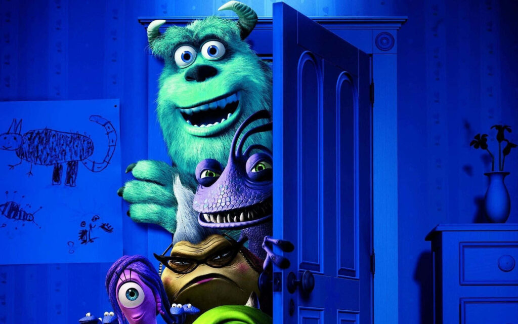 Playful Monsters Inc. Illustration: Sulley, Mike & Friends Wallpaper