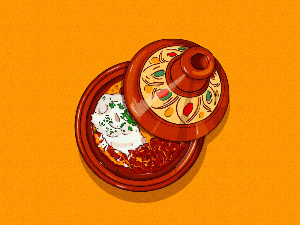 Vibrant Moroccan Tajine Wallpaper: Intricate Patterns on Orange