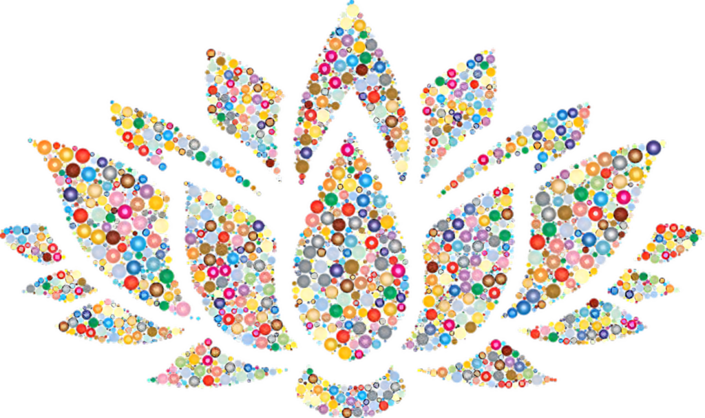 Vibrant Mosaic Flower Wallpaper: Colorful Lotus Tile Background