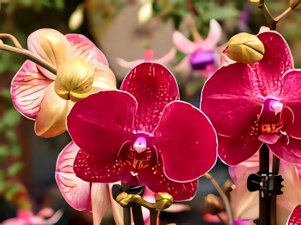 Vibrant Moth Orchids Wallpaper: Bold Pink & Purple Floral Background