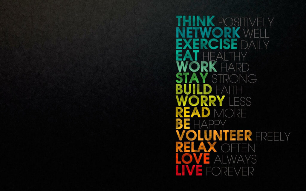 The Vibrantly Illustrated Motivational Quotes Wallpaper - a Colorful Inspiration on a Stylish Black Backdrop