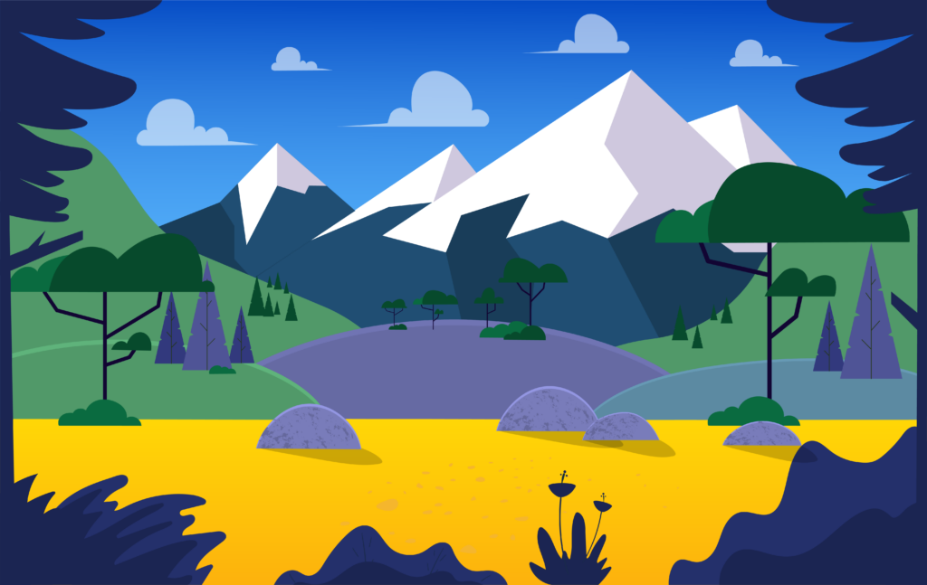 Vibrant Mountain Landscape Wallpaper: Colorful Vector Design