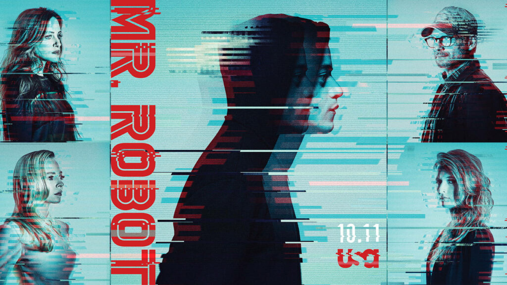 Mr. Robot Season 3 Glitch Wallpaper: Vibrant Cyberpunk Design