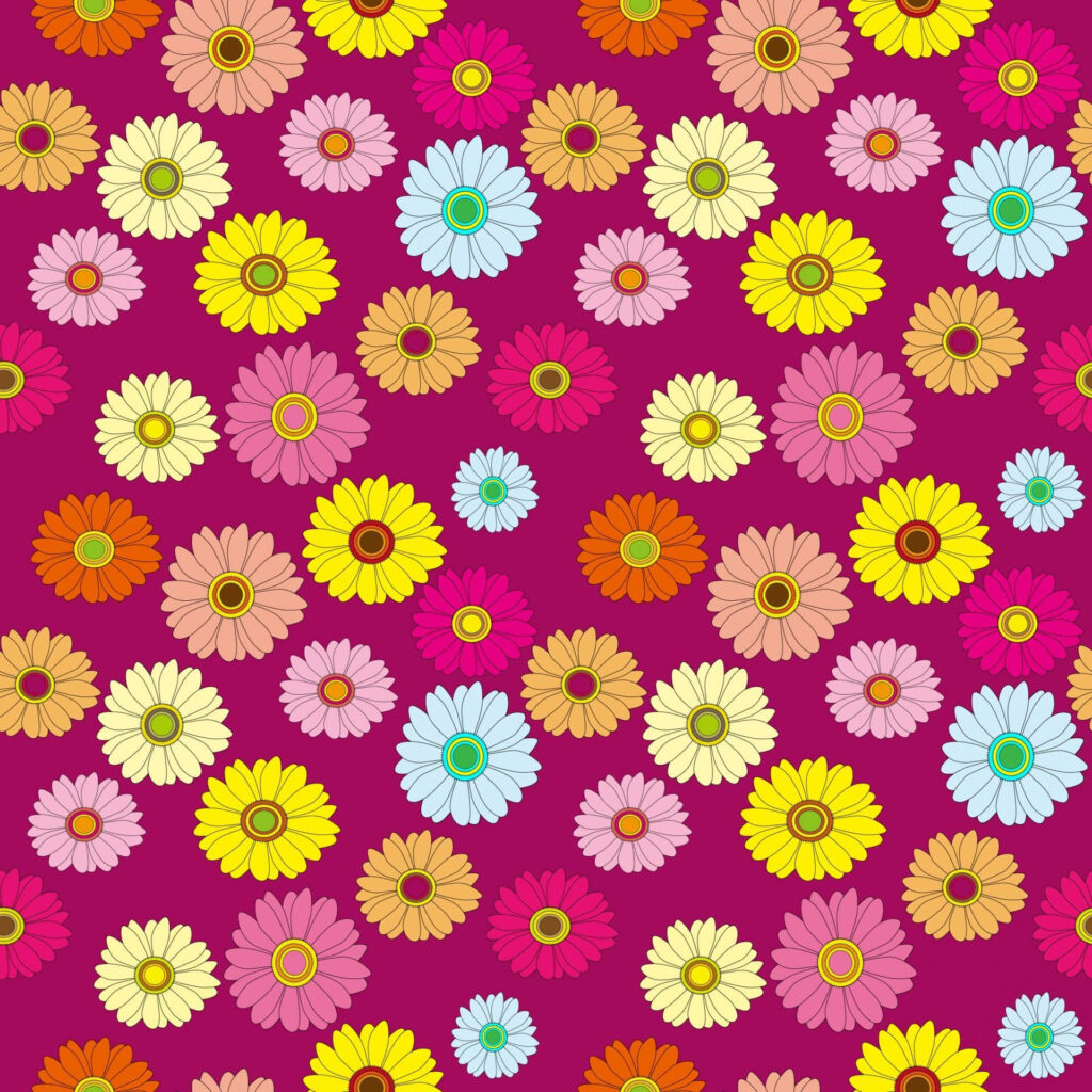 Colorful Daisy Wallpaper on Magenta - Vibrant Background Decor