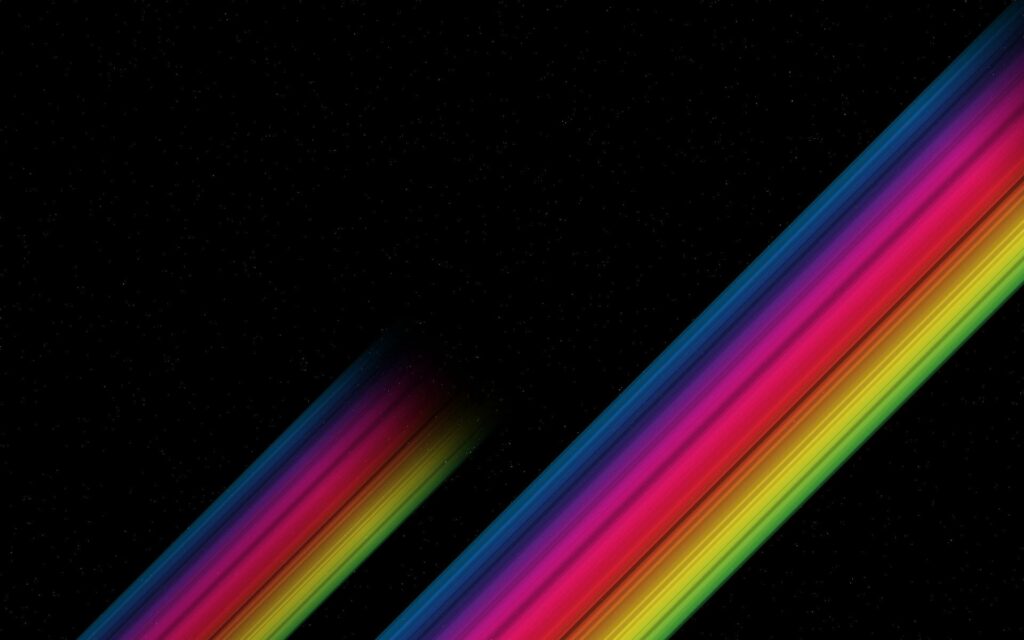Vibrant Diagonal Multi-Colored Bands on Black Background Wallpaper