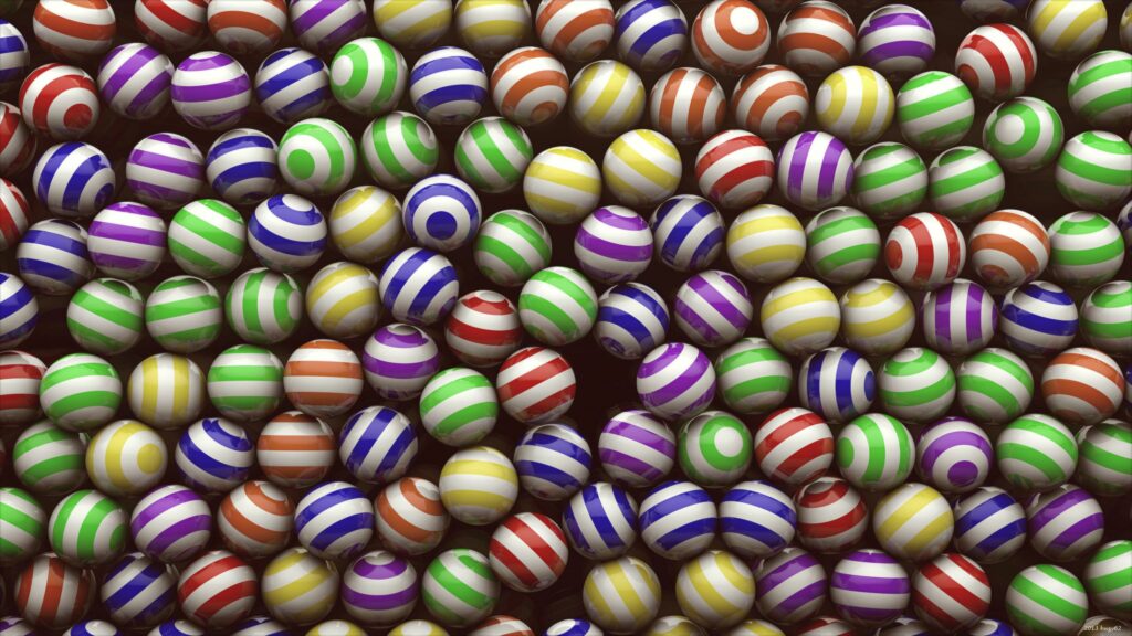Vibrant Multi-Colored Striped Balls Wallpaper - Dynamic 2560x1440 Background