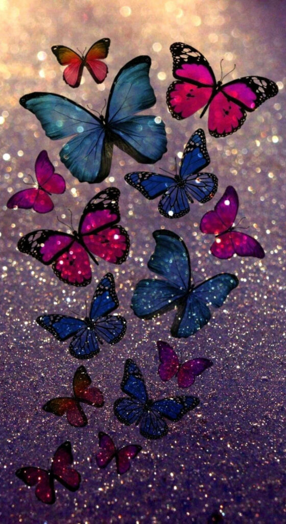 Enchanting Multicolor Butterfly Wallpaper with Sparkling Background