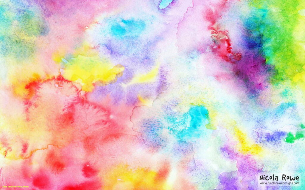 Vibrant Watercolor Spectacle: Mesmerizing Multicolored QHD Wallpaper