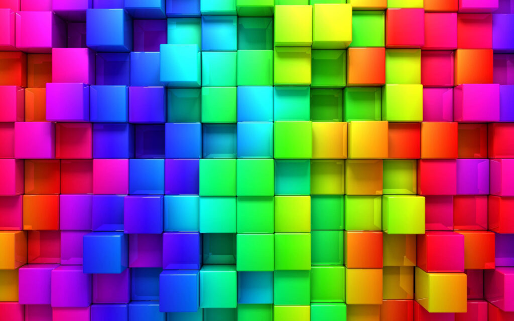 Vibrant 3D Block Pattern Wallpaper: Colorful Geometric Background