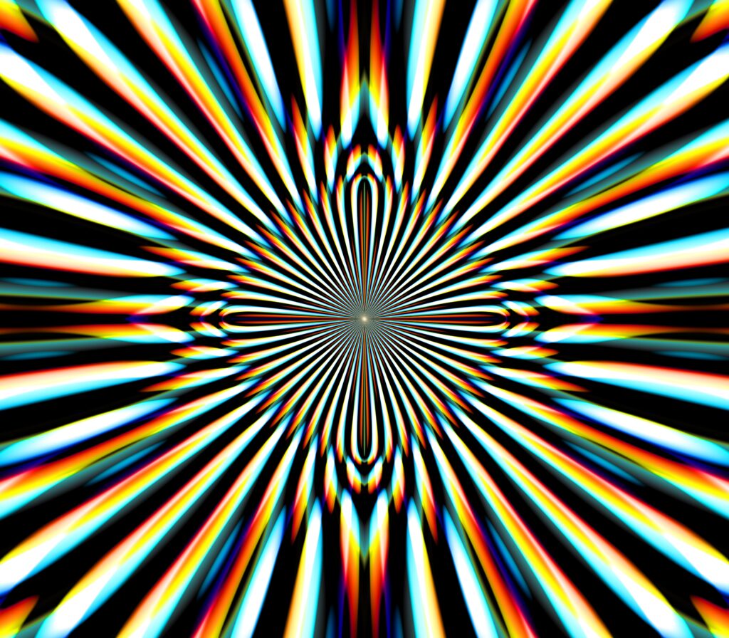 Vibrant Abstract Wallpaper: Multicolored Rays & Shapes Background