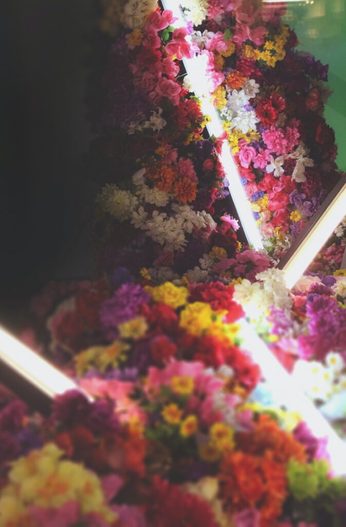 Vibrant Neon Floral Wallpaper: Colorful Bouquet on Dark Background