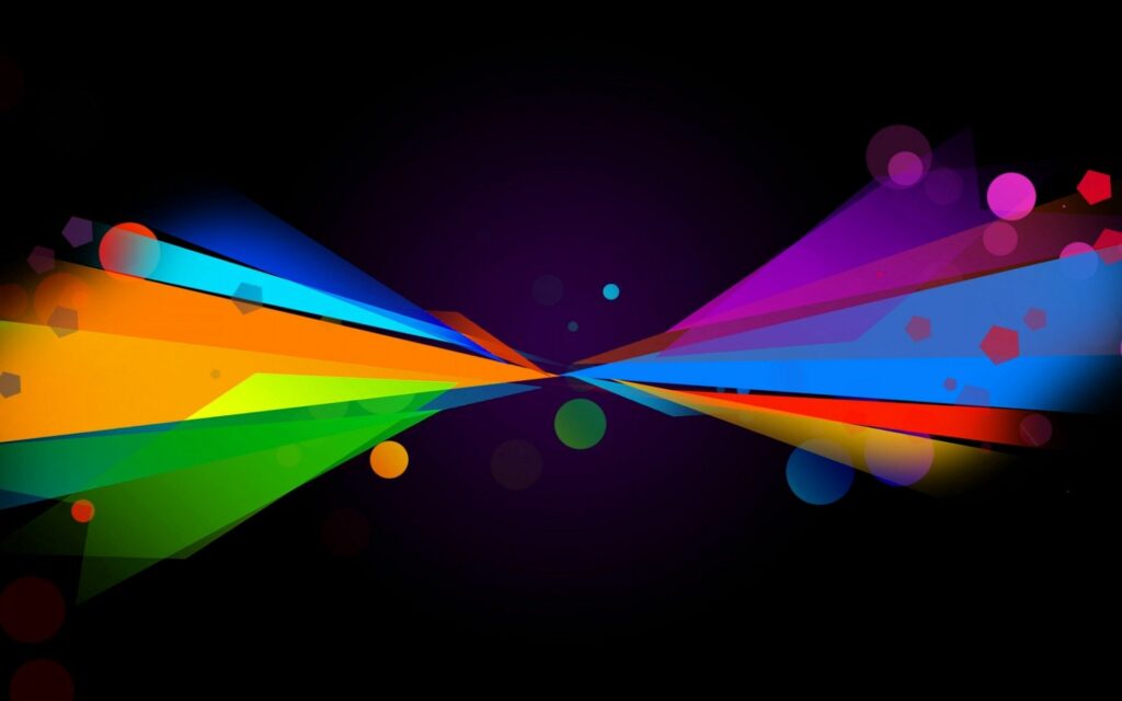 Vibrant Multicolored Geometric Wall Art on Black Background Wallpaper