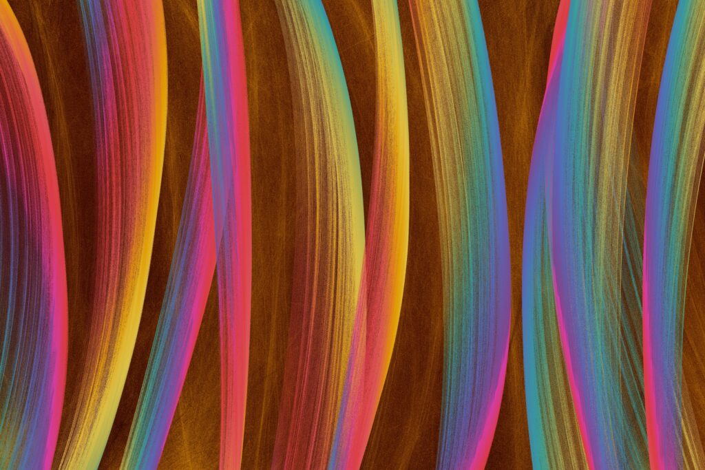 Vibrant Multicolored Lines on Rich Brown Background - High Res Wallpaper