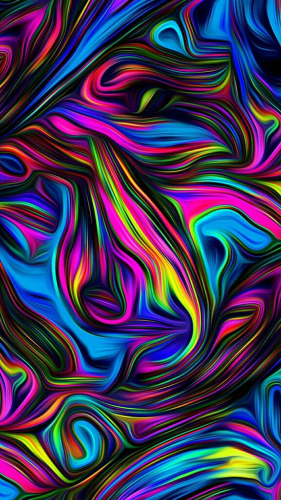 Vibrant Neon Swirls Wallpaper - Kaleidoscopic Background Design