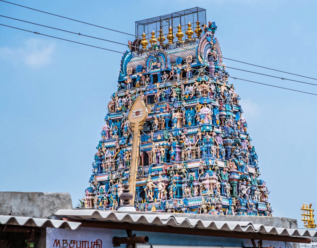 Colorful Murugan Temple Wallpaper: Rich Architecture & Clear Sky