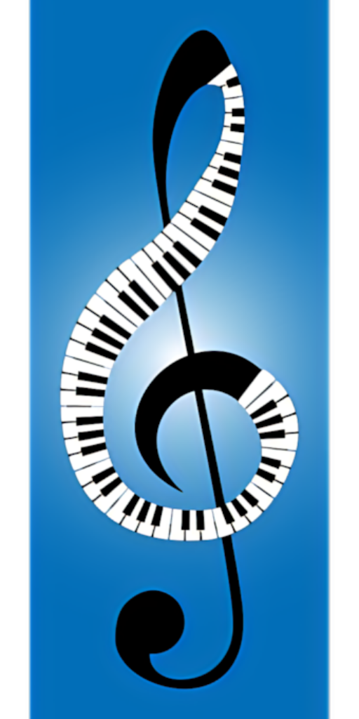 Vibrant Music Wallpaper: Treble Clef & Piano Keyboard Fusion Design