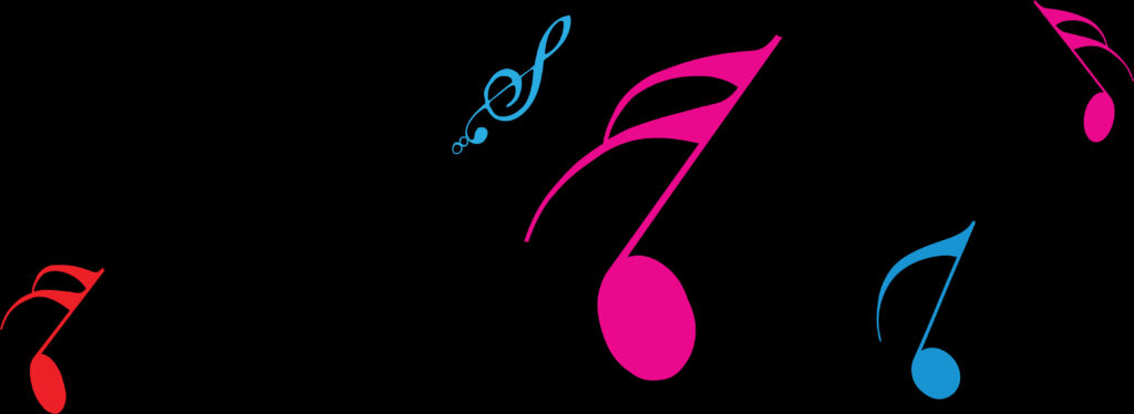Colorful Music Notes Wallpaper on Sleek Black Background